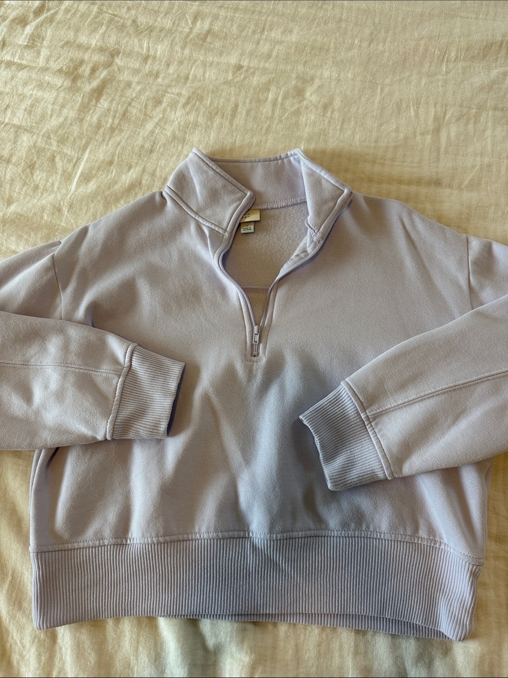 Women’s Quarter-Zip Pullover Sweater in Light Lavender - Picture 1 of 3